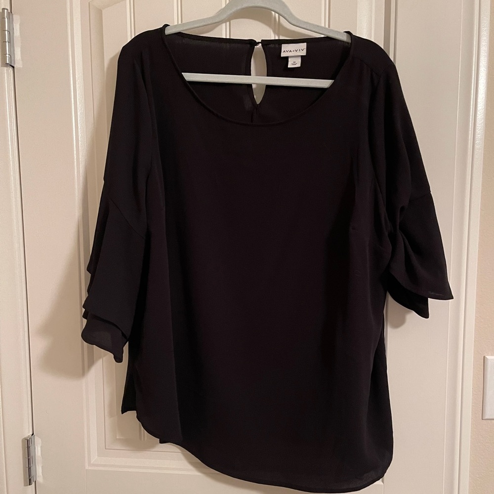 Ava and Viv Black Bell Sleeve Top
